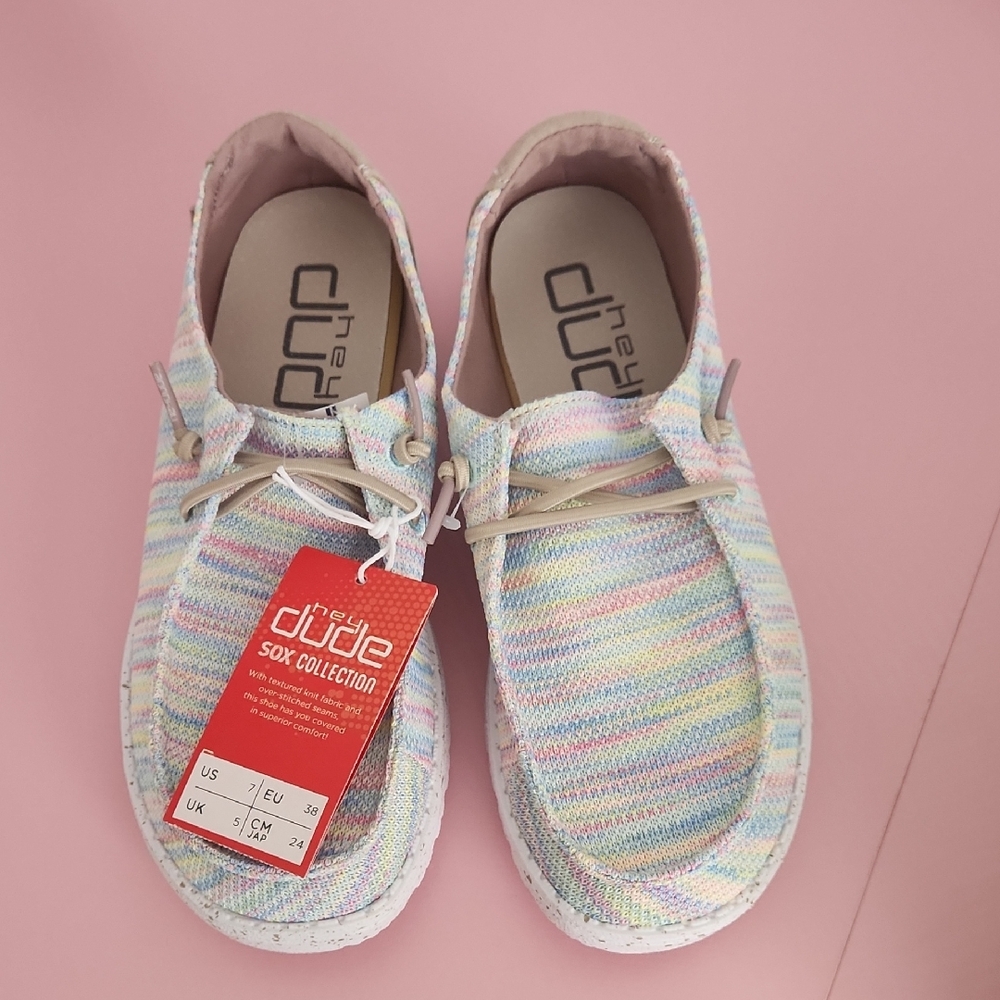 NWT Hey Dude Wendy Sox Shoes 7 Aurora White Womens Price Firm